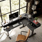 Bureau d'angle électrique debout avec 3 tiroirs et roulettes verrouillables, 160