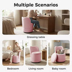 Chaise de vanité pivotante avec rangement, tabouret de maquillage rond rembourré avec dossier, fauteuil d'appoint rembourré doux pour chambre et salon