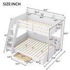 Lit superposé double sur toute la longueur avec rangement, lumières LED et station de charge, lit superposé en bois avec étagères latérales pour enfants et adolescents