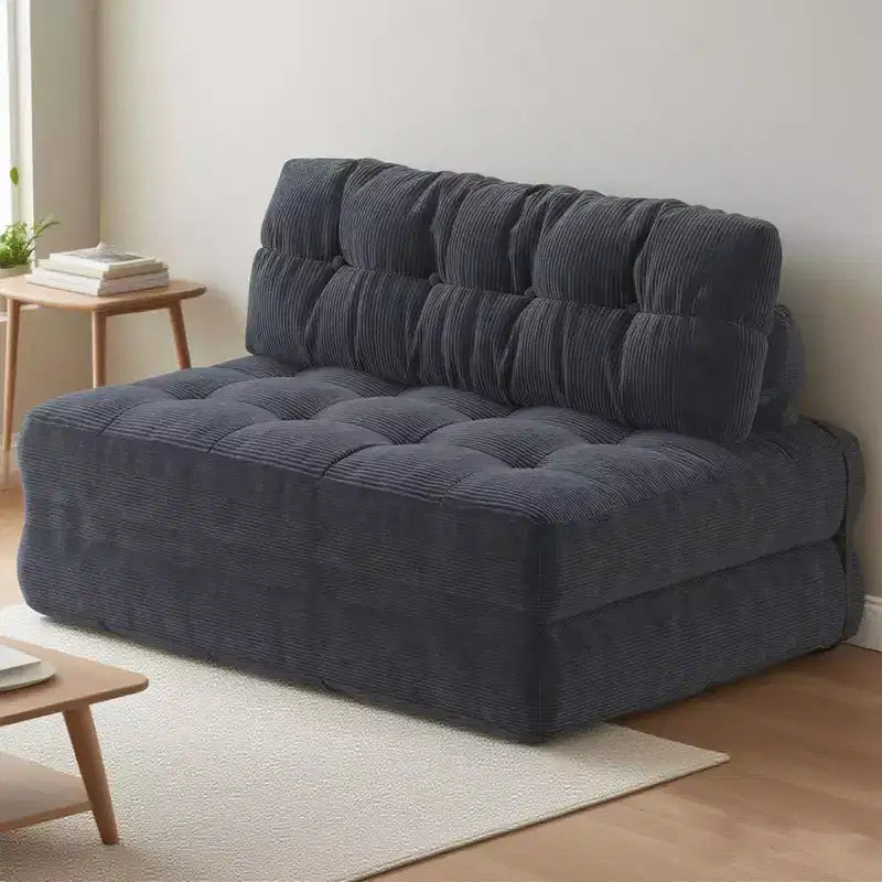 Canapé-lit futon pliant entièrement en velours côtelé, chaise de couchage convertible au sol avec oreiller et dossier