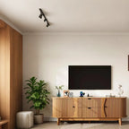 Meuble TV moderne noir/marron avec 2 tiroirs, pour 1 pièce