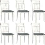 Chaises de salle à manger en bois massif VECELO avec assise en tissu de lin, ensemble de 2/4/6 chaises de salle à manger