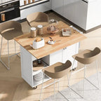 Îlot de cuisine avec plan de travail pliable, desserte de rangement de cuisine avec étagère coulissante, porte-serviettes et tiroir, roulettes.
