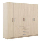 Armoire 6 portes en bois avec tiroirs pour chambre à coucher