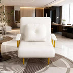 Canapé-lit pliant 3-en-1 convertible en fauteuil - Dossier réglable sur 5 positions avec oreiller, lit d'appoint peu encombrant pour salon, chambre et bureau (Blanc)