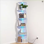 VECELO Étagère d'Angle Onde à 5 Niveaux, Étagère de Rangement Verticale Haute pour Petits Espaces et Salon, Blanche