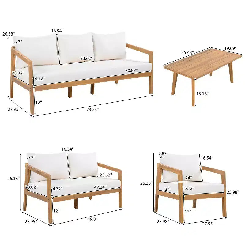 Christopher Knight Home Sunny Salon de jardin moderne 5 pièces en acacia avec table rectangulaire à lattes et 7 places