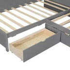 Lit plateforme en L de taille double avec lit gigogne et station de recharge, cadre de lit en bois avec étagère