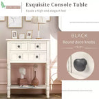 Console étroite de 60 cm avec 3 tiroirs et étagère, table d'appoint pour petite entrée ou salon