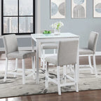 Ensemble de salle à manger moderne 5 pièces avec table carrée hauteur comptoir et 4 chaises rembourrées