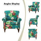Fauteuil en bois traditionnel Araceli, rembourré à motifs floraux, avec dossier à oreilles et garniture cloutée | ART OF LIVING DESIGNS