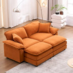 Canapé 2 places avec 2 coussins de siège, 2 oreillers et 2 poufs, canapé confortable - Canapé profond de salon, canapé modulable