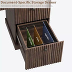Meuble de rangement de bureau cannelé, bureau de direction moderne de 54 po avec station de recharge, bureau d'ordinateur en bois avec tiroirs classeurs pour bureau d'étude