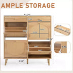 Karl Home Meuble à chaussures en rotin avec 2 tiroirs et 4 compartiments basculants en panneaux de particules 105 cm (L)