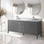 Meuble-lavabo de salle de bain Vanity Art 72 po à double vasque avec dessus en marbre reconstitué