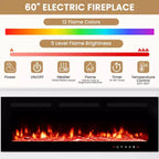 Meuble TV mural EROMMY 112L avec cheminée et lumières LED