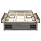 Cadre de lit plateforme Whisen Queen avec 4 tiroirs de rangement et rangement dans le pied de lit