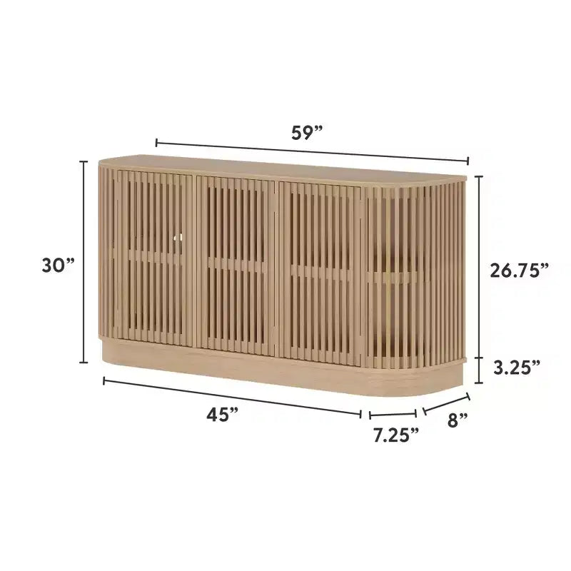 Buffet en bois massif Plank+Beam Contour avec 3 portes, meuble TV 59 po pour salon