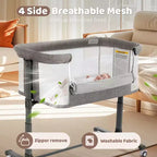 Berceau à roulettes – Beige / Gris / Rose, cododo, pour 1 bébé
