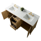 Meuble-lavabo de salle de bain Vanity Art 72 po à double vasque avec dessus en marbre reconstitué