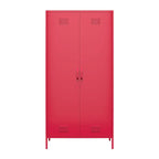 Armoire de rangement haute en métal à 2 portes, orange/rose, 1 personne