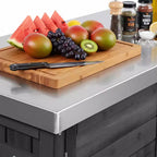 Îlot de cuisine extérieure de 198,9 cm avec comptoir en acier inoxydable, station de barbecue pliable et armoires de rangement, noir