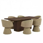Ensemble de salle à manger 7 pièces Yodsak moderne en bois et métal avec chaises pivotantes à 180° Christopher Knight Home
