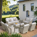 Ensemble de conversation de jardin 9 pièces XIZZI avec fauteuil pivotant