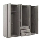 Armoire 6 portes en bois avec tiroirs pour chambre à coucher