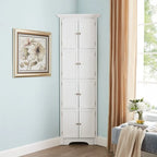 Meuble d'angle de rangement haut avec 8 portes et 4 étagères