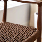 Chaise de salle à manger scandinave incurvée en bois tressé avec accoudoirs