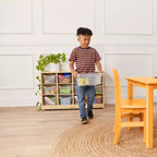 Meuble de rangement à roulettes Cubby avec 15 bacs à ouverture frontale, 3x4, Meuble pour enfants