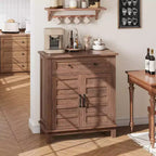 Armoire de rangement rustique 80 cm, avec portes à lattes, 3 niveaux réglables, casier à double porte, pour cuisine, salle à manger et bureau à domicile