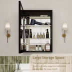 Armoire de toilette avec miroir LED, montage en saillie ou encastré, lumière dimmable, anti-buée, étagères réglables