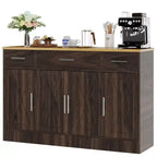 Buffet de cuisine Celebalcony avec rangement, grand buffet de cuisine de 135,6 cm avec 3 tiroirs et 4 portes, étagère réglable pour cuisine, salon