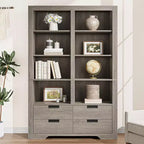 Bibliothèque haute de 72 po avec 4 tiroirs, étagère de rangement autoportante de style campagnard pour chambre à coucher, salon, bureau à domicile