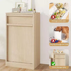 Poubelle inclinable, chêne naturel, poubelle avec rangement et tiroir, meuble poubelle caché, panier à linge pour cuisine, salle à manger, salon