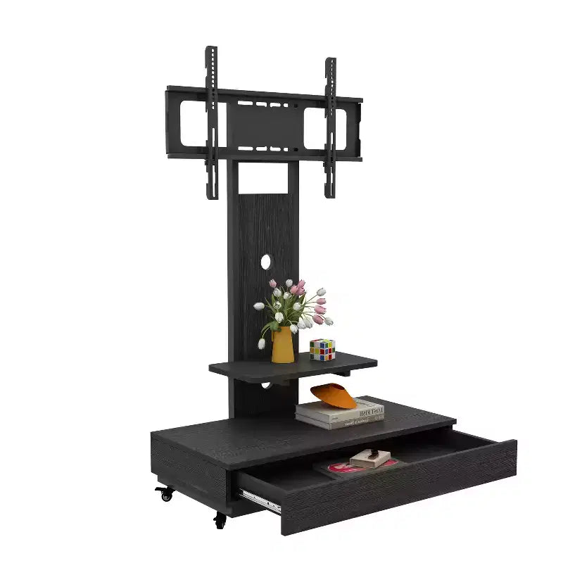 Meuble TV pour téléviseurs de 32 à 75 pouces, Chariot TV mobile à hauteur réglable avec tiroir et roulettes pour salon, chambre, bureaux -ModernLuxe