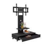 Meuble TV pour téléviseurs de 32 à 75 pouces, Chariot TV mobile à hauteur réglable avec tiroir et roulettes pour salon, chambre, bureaux -ModernLuxe