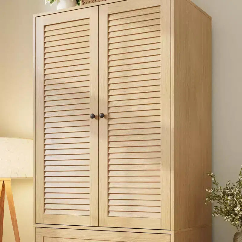 COZONY Armoire penderie avec 3 tiroirs et 2 portes, Placard de rangement moderne en bois pour chambre à coucher, Armoire sur pied blanche robuste