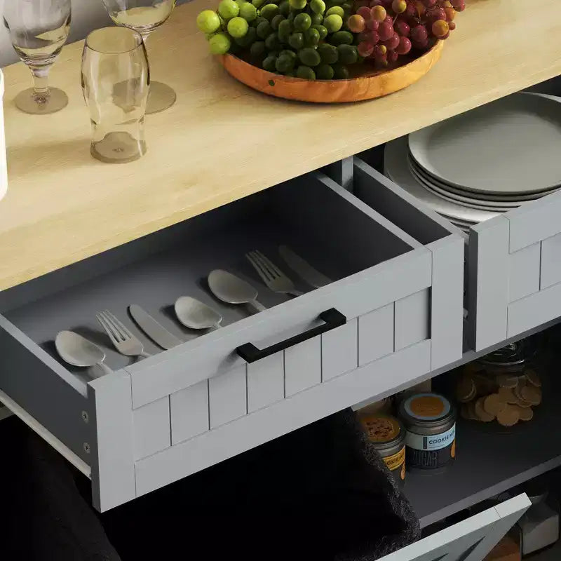 Meuble poubelle coulissant HOMCOM avec tiroirs, meuble de cuisine de style campagnard avec poubelle cachée pour la cuisine
