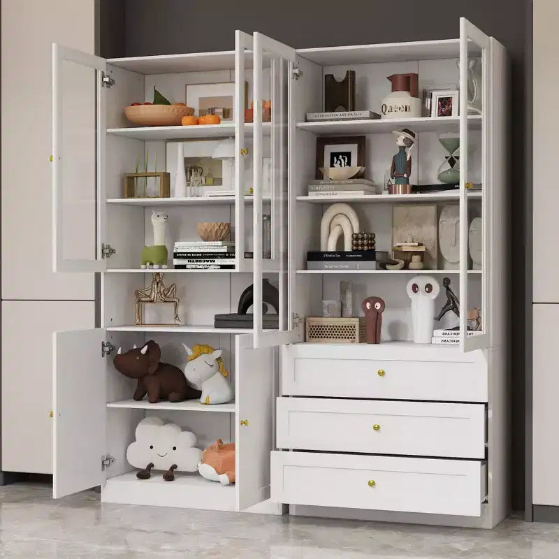 Meuble de rangement polyvalent Famapy avec portes vitrées, bibliothèque, organisateur de garde-manger