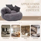 Canapé poire pour adultes et enfants, grand fauteuil poire en velours côtelé avec 3 oreillers et accoudoirs pour salon et chambre à coucher