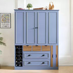 Garde-manger de cuisine autoportant Whisen de 180 cm de haut, grand buffet de salle à manger avec 4 portes pliantes, étagères, porte-bouteilles