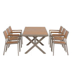 Ensemble de salle à manger d'extérieur extensible 7 pièces avec table extensible et 6 fauteuils