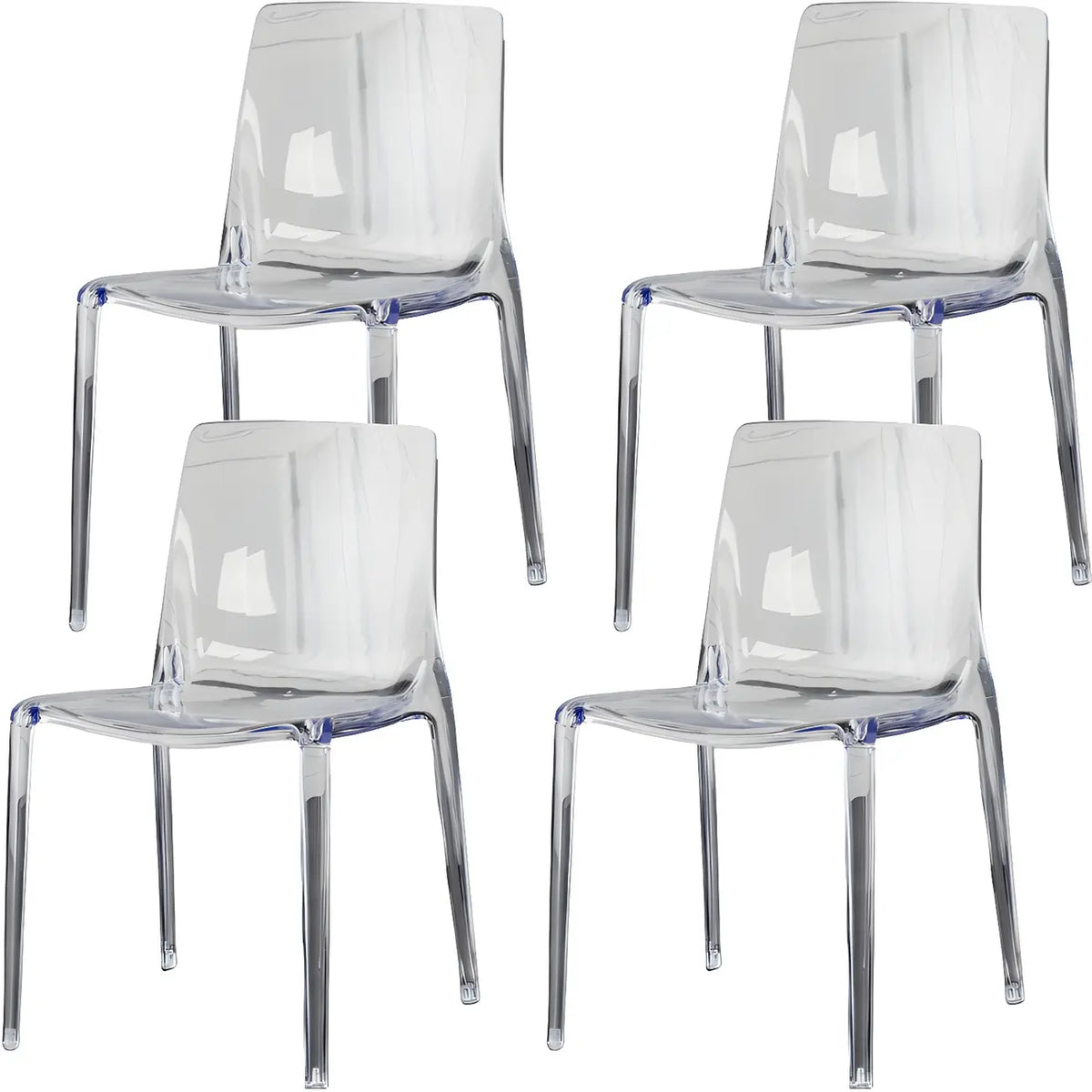Chaise de salle à manger sans accoudoirs à dossier bas en acrylique ambre