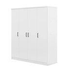 Armoire 4 portes en bois avec tringle, 1 tiroir et étagères de rangement