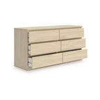 Commode à 6 tiroirs Ashley Modern Onita Signature Design, finition en bois brun naturel, sans quincaillerie
