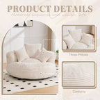 Canapé poire pour adultes et enfants, grand fauteuil poire en velours côtelé avec 3 oreillers et accoudoirs pour salon et chambre à coucher