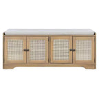 Banc de rangement rustique en bois Whisen, banc à chaussures d'entrée avec coussin amovible, étagères réglables